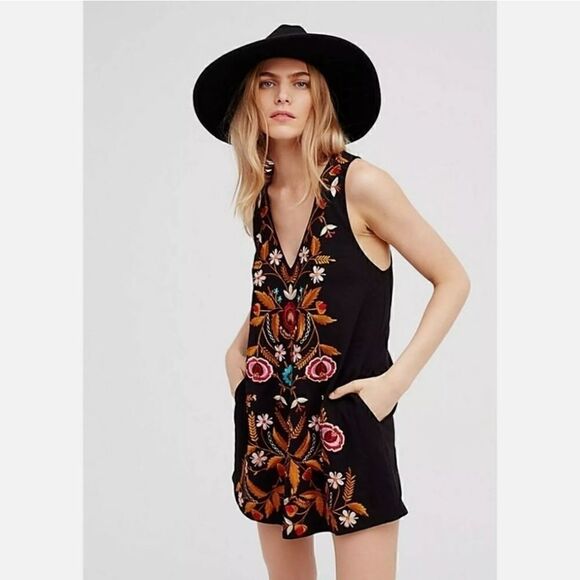 Free People Folk Song Mini Dress Size XS - Picture 1 of 9